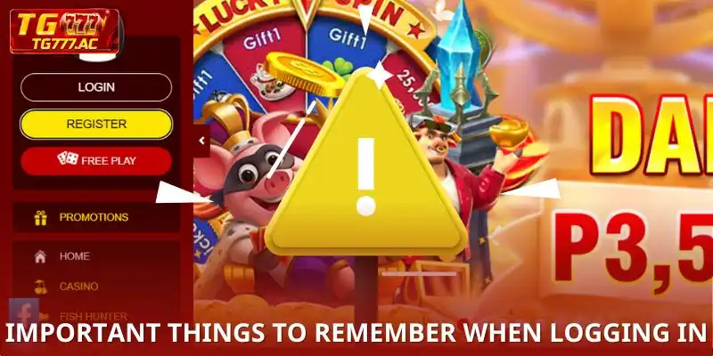 Notes when performing the Login TG777 process