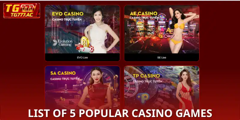 List of 5 popular casino games